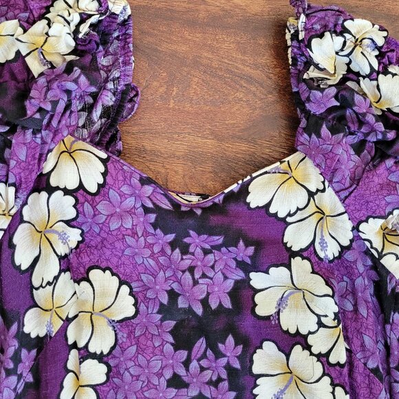 Vintage Hilo Hattie The Hawaiian Original Size M Purple Floral Maxi Muumuu Dress - Picture 3 of 6